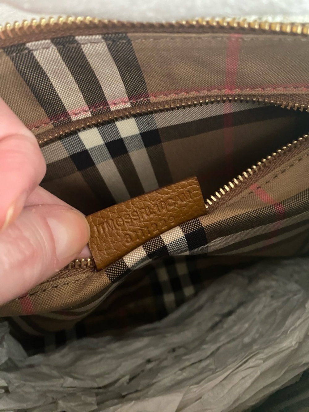 Burberry All Soft Large Tan Leather Half Moon Crossbody Sling Bag NWT - Picture 7 of 13